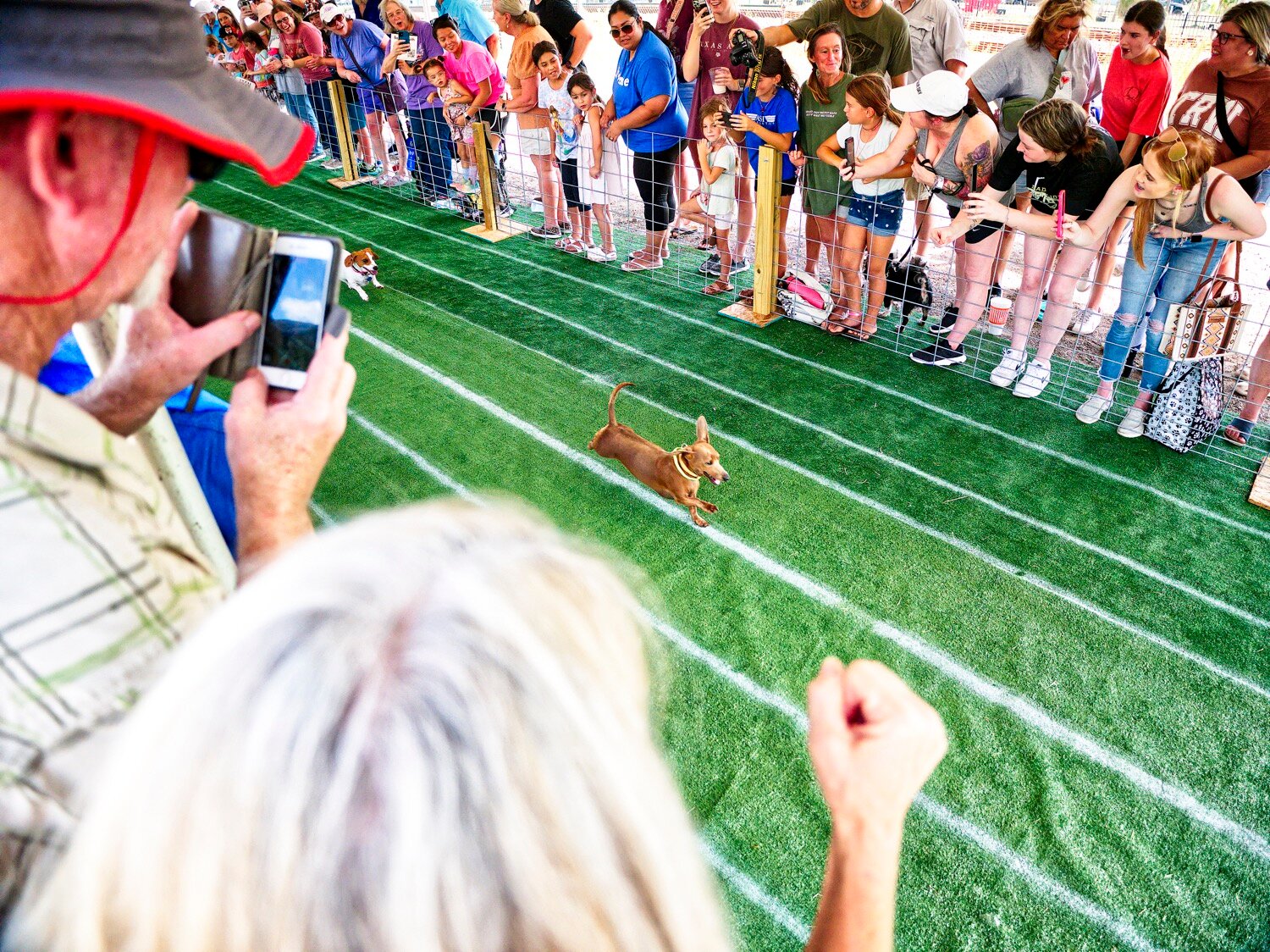 Whether casual onlookers or intense competitors, everyone has a rooting interest in the annual races at Weenie Dog Downs. [additional iron horse images available]